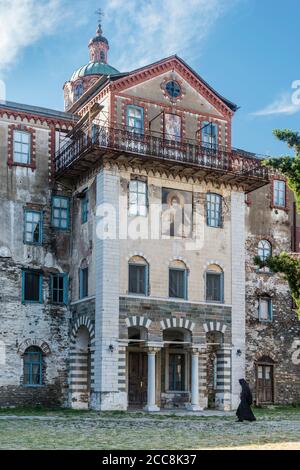 Die Skete von Saint Andrew bei Karyes auf der Halbinsel Athos, Mazedonien, Nordgriechenland Stockfoto