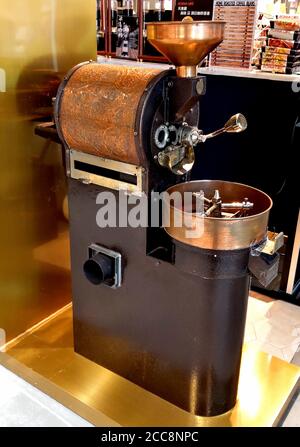 Kaffeebohnenschleifstation Stockfoto