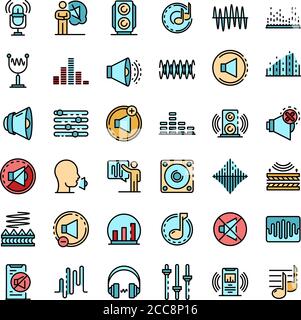 Akustiksymbole richten Vektor flach ein Stock Vektor