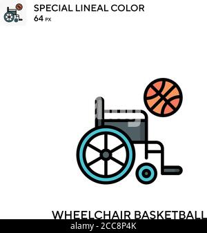 Rollstuhl-Basketball Spezielle Linienfarbe Vektor-Symbol. Illustration Symbol Design Vorlage für Web mobile UI-Element. Stock Vektor