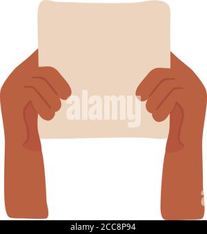 afro Hände Menschen protestieren mit Banner flache Stil Symbol Vektor Illustrationsdesign Stock Vektor