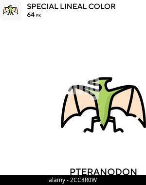 Pteranodon spezielles lineales Farbvektorsymbol. Illustration Symbol Design Vorlage für Web mobile UI-Element. Stock Vektor