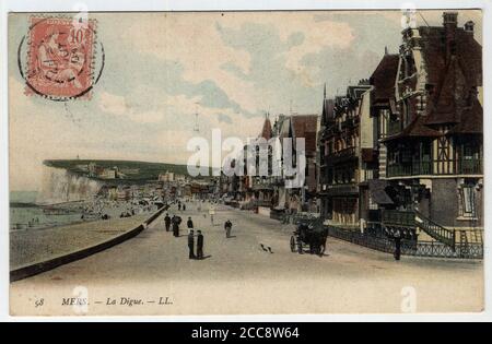 Picardie, Somme (80), Mers les Bains (Mers-les-Bains) : vue de la Digue - Carte postale fin 19eme-Debüt 20eme siecle Stockfoto