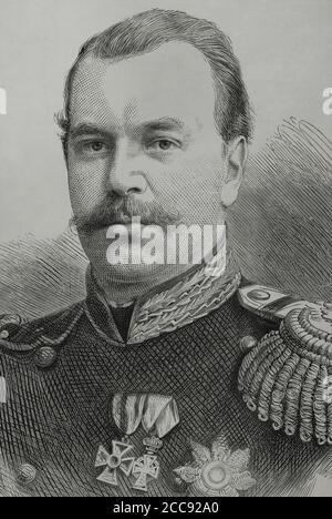 Alexander III. Von Russland (1845-1894). Zar des Russischen Reiches, König von Polen und Großherzog von Finnland von 1881 bis 1894. Hochformat. Gravur. La Ilustracion Española y Americana, 1881. Stockfoto