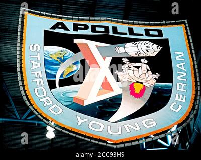 Apollo Emblem im Kennedy Space Center Visitor Complex in Cape Canaveral, Florida Stockfoto