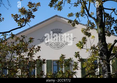 Tain-l'Hermitage (Südostfrankreich): Gebäude des Weinbaugebiets Delas, Rhonetal, Deutz Champagne-Delas Freres Group. Stockfoto