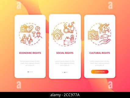 Menschenrechtsgruppen Onboarding mobile App Seite Bildschirm mit Konzepten Stock Vektor