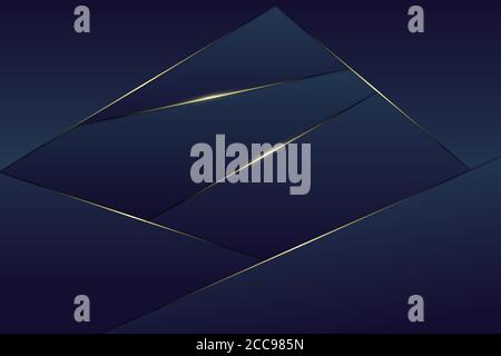 Metallischer Hintergrund.Polygonal dunkelblau Luxus mit Gold Linie.Golden Metall modernes Design. Stock Vektor