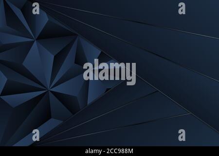 Metallischer Hintergrund.Blaues Dreieck mit dunklem Raum.Polygonales matales modernes Design. Stock Vektor