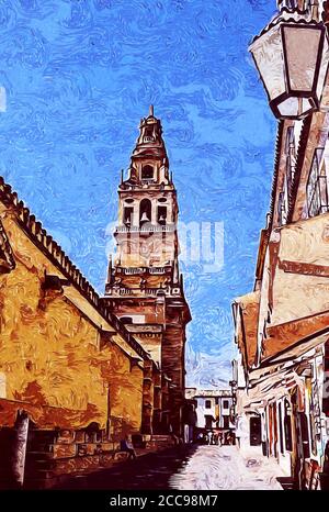 Cordoba ist eine schöne und historische andalusische Stadt, die sich in der Provinz Cordoba am Guadalquivir-Fluss befindet. Stockfoto