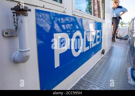 Uberlingen, Deutschland. August 2020. Auf dem Wasserpolizeiboot bei der exklusiven Fotogelegenheit auf der Wasserpolizeistation in Uberlingen. Uberlingen, 19. August 2020 Quelle: dpa/Alamy Live News Stockfoto