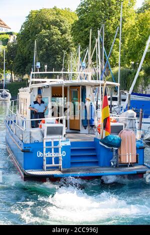 Uberlingen, Deutschland. August 2020. Abfahrt des Wasserpolizeibootes vom Mantelhafen bei der exklusiven Fotogelegenheit auf der Wasserpolizeistation in Uberlingen. Uberlingen, 19. August 2020 Quelle: dpa/Alamy Live News Stockfoto