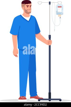 Männliche Krankenschwester semi flach RGB Farbe Vektor Illustration Stock Vektor