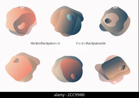 Blots, abstrakte mehrfarbige Pastelltropfen für die Gestaltung von Anwendungshintergründen, Social-Media-Hintergründe. Fließende Farbübergänge in Tropfenformen Stock Vektor
