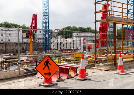 Baustelle für neue Bürogebäude der europäischen Zentrale von Facebook. Immobilienentwickler Ronan Group. John Sisk Construction. Dublin, Irland Stockfoto