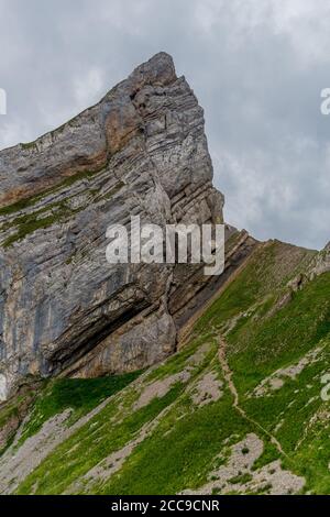 Schöne Erkundungstour durch die Appenzeller Berge in der Schweiz. - Appenzell/Alpstein/Schweiz Stockfoto