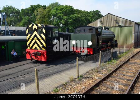 Ein Maschinenhof an der Haven Street Station auf der Isle of Wight. Stockfoto