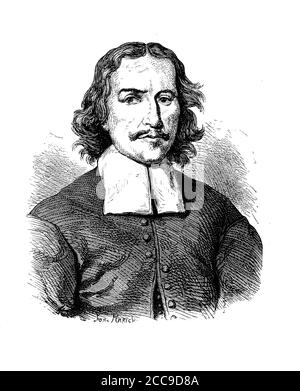 Otto von Guericke (1602 - 1686) deutscher Wissenschaftler, Erfinder und Politiker, Pionier der Forschung zur Physik des Vakuums, wichtige Figur der Aufklärung und der wissenschaftlichen Revolution am Ende der Renaissance. Stockfoto