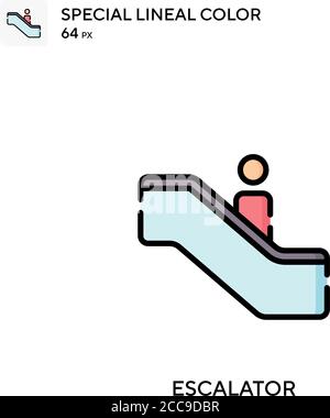 Rolltreppe spezielles lineales Farbvektorsymbol. Illustration Symbol Design Vorlage für Web mobile UI-Element. Stock Vektor