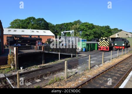 Ein Maschinenhof an der Haven Street Station auf der Isle of Wight. Stockfoto