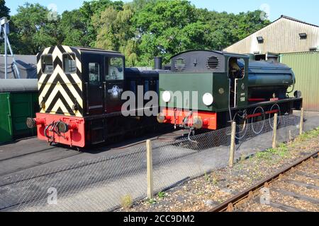 Ein Maschinenhof an der Haven Street Station auf der Isle of Wight. Stockfoto