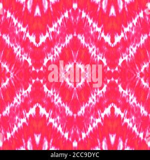 Krawatte Farbstoff Shibori Nahtloses Muster. Aquarell handbemalte rote Zierelemente auf weißem Hintergrund. Aquarell abstrakte Textur. Print für Textil Stockfoto
