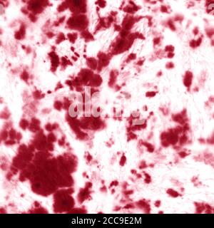Krawatte Farbstoff Shibori Nahtloses Muster. Aquarell handbemalte rote Zierelemente auf weißem Hintergrund. Aquarell abstrakte Textur. Print für Textil Stockfoto