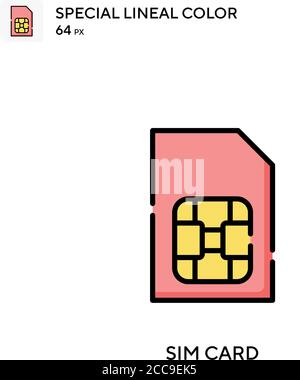 SIM-Karte spezielles lineales Farbvektorsymbol. Illustration Symbol Design Vorlage für Web mobile UI-Element. Stock Vektor