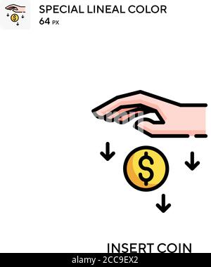 Münze einfügen spezielles lineales Farbvektorsymbol. Illustration Symbol Design Vorlage für Web mobile UI-Element. Stock Vektor