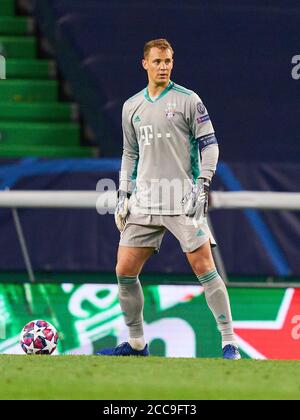 Lissabon, Lissabon, Portugal, 19. August 2020. Manuel NEUER, FCB 1 im Halbfinalspiel UEFA Champions League, Finalturnier FC BAYERN MÜNCHEN - OLYMPIQUE LYON 3-0 in der Saison 2019/2020, FCB, © Peter Schatz / Alamy Live News / Pool - die UEFA-VORSCHRIFTEN VERBIETEN DIE VERWENDUNG VON FOTOS als BILDSEQUENZEN und/oder QUASI-VIDEO - Nationale und internationale Nachrichtenagenturen AUSSCHLIESSLICHE redaktionelle Verwendung Stockfoto