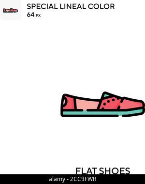 FLACHE SCHUHE Spezielle lineare Farbe Vektor-Symbol. Illustration Symbol Design Vorlage für Web mobile UI-Element. Stock Vektor