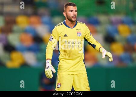 Lissabon, Lissabon, Portugal, 19. August 2020. Anthony LOPES, LYON 1 im Halbfinalspiel UEFA Champions League, Finalturnier FC BAYERN MÜNCHEN - OLYMPIQUE LYON 3-0 in der Saison 2019/2020, FCB, © Peter Schatz / Alamy Live News / Pool - die UEFA-VORSCHRIFTEN VERBIETEN DIE VERWENDUNG VON FOTOS als BILDSEQUENZEN und/oder QUASI-VIDEO - Nationale und internationale Nachrichtenagenturen AUSSCHLIESSLICHE redaktionelle Verwendung Stockfoto