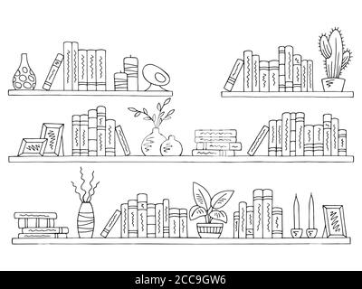 Regale setzen Grafik schwarz weiß isoliert Skizze Illustration Vektor Stock Vektor