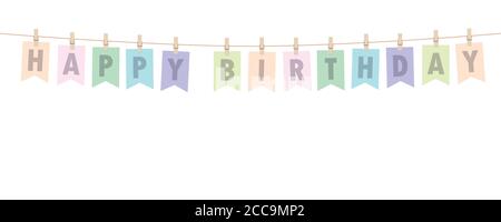 Helle Happy Birthday Party Fahnen Banner Vektor Illustration EPS10 Stock Vektor