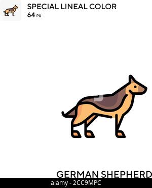 Deutscher Schäferhund spezielles lineales Farbvektor-Symbol. Illustration Symbol Design Vorlage für Web mobile UI-Element. Stock Vektor