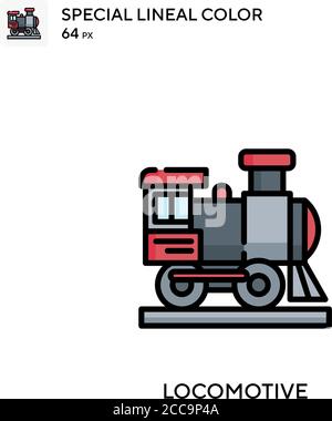 Lokomotive Spezielle Linienfarbe Vektor-Symbol. Illustration Symbol Design Vorlage für Web mobile UI-Element. Stock Vektor