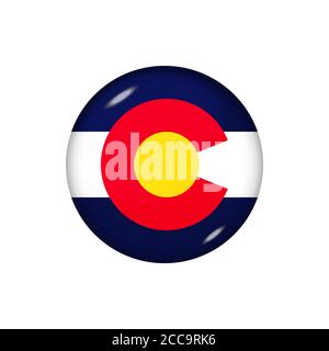 Runde Flagge von Colorado. Vektorgrafik. Knopf, Symbol, glänzendes Emblem Stock Vektor