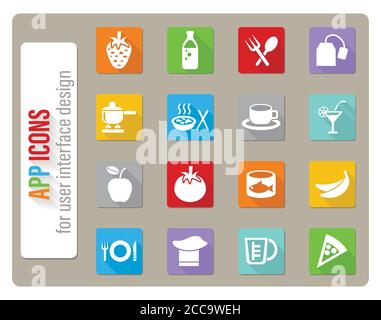 Essen und Küche Icon Set Stock Vektor