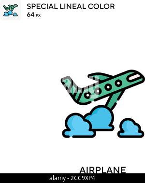Flugzeug Special Lineal Farbe Vektor-Symbol. Illustration Symbol Design Vorlage für Web mobile UI-Element. Stock Vektor