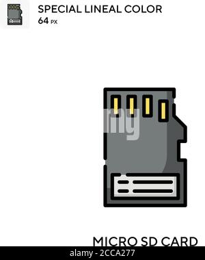 Micro sd-Karte spezielles lineales Farbvektorsymbol. Illustration Symbol Design Vorlage für Web mobile UI-Element. Stock Vektor