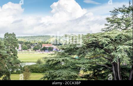 Blick auf Alton Towers Theme Park, Staffordshire, England Stockfoto