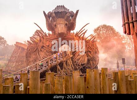 Wicker man Coaster bei Alton Towers, Großbritannien Stockfoto