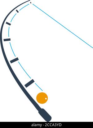 Symbol Der Gebogenen Angelausrüstung. Flaches Farbdesign. Vektorgrafik. Stock Vektor