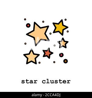 Sternhaufen Farbe Symbol dünne Linie, linear, Umriss Vektor. Sternhaufen einfaches Zeichen, Logo. Stock Vektor