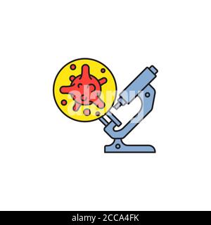 Virus, Bakterien und Mikroskop Farblinie, lineare Symbol, Symbol, Zeichen. Coronavirus, COVID-19 Symbol, Logo Farbe auf weißem Hintergrund. 2019-ncov einfach Stock Vektor