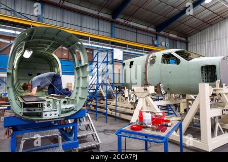 Flugzeugproduktion der Socata TBM 900 und 950 in der Flugzeugfabrik Deher-Socata am Flughafen in Tarbes Südfrankreich. Stockfoto