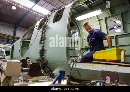 Flugzeugproduktion der Socata TBM 900 und 950 in der Flugzeugfabrik Deher-Socata am Flughafen in Tarbes Südfrankreich. Stockfoto