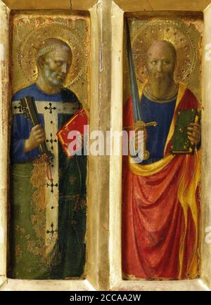 Die Apostel Petrus und Paulus (aus dem Perugia Altarbild). Museum: Galleria Nazionale dell'Umbria, Perugia. Autorin: FRA ANGELICO. Stockfoto