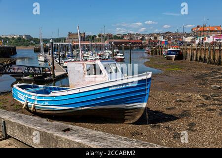 Scarborough Harbor und Rettungsboot Stockfoto