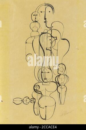 Konzentrische Gruppe: Figurenplan K1 (Konzentrische Gruppe: Figurenplan K1). Museum: PRIVATE SAMMLUNG. Autor: OSKAR SCHLEMMER. Stockfoto